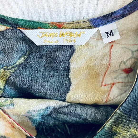 Jams World since 1964 floral tiered mini dress Womens Medium loose beach retro - Picture 4 of 8